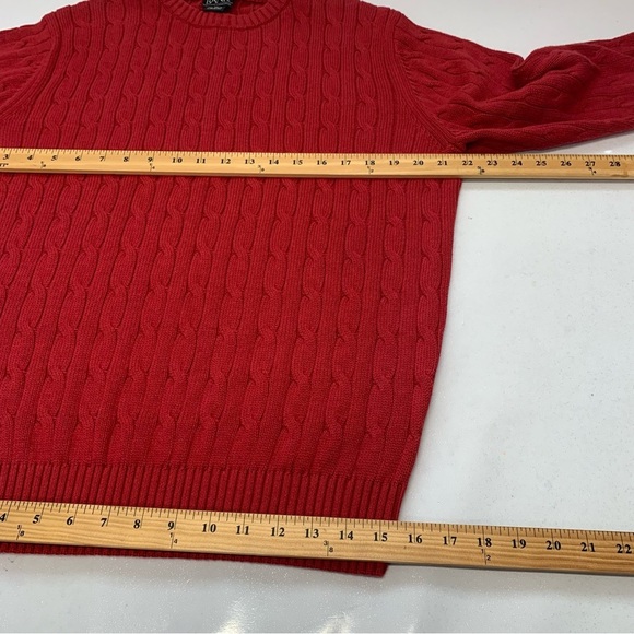 Jos A Bank Chunky Crew Neck Sweater Men Medium Red 100% Cotton Business Casual - Picture 9 of 10